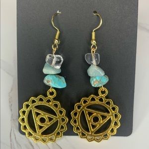 Gold Throat Chakra Earrings